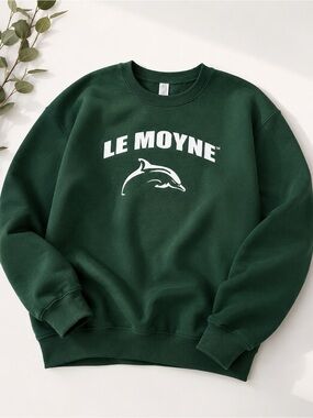 Jerzees Forest Green Crewneck Sweatshirt with White Le Moyne Graphic